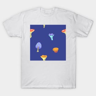 Mushrooms on a Blue Background T-Shirt